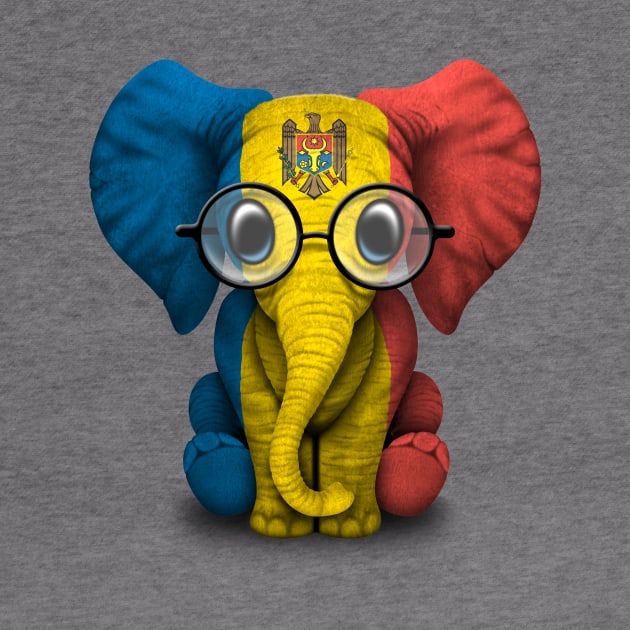 Baby Elephant with Glasses and Moldovan Flag by jeffbartels